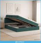 Krevet s od storage Tamnozelena 180 x 200 cm Baršun - NOVO