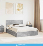 Krevet s od storage s uzglavljem Betonski sivi 150 x 200 cm - NOVO