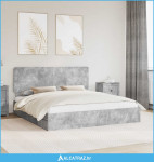Krevet s od storage s uzglavljem Betonski sivi 200 x 200 cm - NOVO