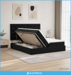 Krevet s od storage s uzglavljem Crna 200 x 200 cm Baršun - NOVO