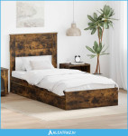 Krevet s od storage s uzglavljem Dimljeni hrast 100 x 200 cm - NOVO