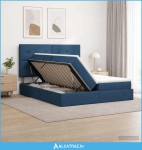 Krevet s od storage s uzglavljem Plava 180 x 200 cm Tkanina - NOVO