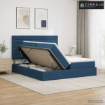 Krevet s od storage s uzglavljem Plava 200 x 200 cm Tkanina - Plava 20