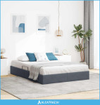 Krevet s od storage s uzglavljem Tamno siva 140 x 200 cm Baršun - NOVO
