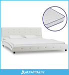 Krevet od umjetne kože s memorijskim madracem bijeli 160x200 cm - NOVO