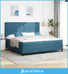 Krevet s uzmetom i madracem & LED Tamnoplavi 200x200 cm Baršun - NOVO