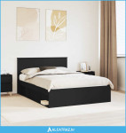 Krevetna konstrukcija Crna 135 x 190 cm Čvrsto borovo drvo - NOVO