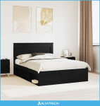 Krevetna konstrukcija Crna 140 x 190 cm Čvrsto borovo drvo - NOVO