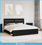 Krevetna konstrukcija Crna 200 x 200 cm Čvrsto borovo drvo - NOVO
