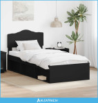 Krevetna konstrukcija Crna 75 x 190 cm Čvrsto borovo drvo - NOVO