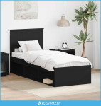 Krevetna konstrukcija Crna 75 x 190 cm Čvrsto borovo drvo - NOVO
