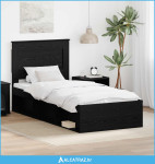 Krevetna konstrukcija Crna 90 x 200 cm Čvrsto borovo drvo - NOVO