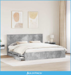 Krevetna konstrukcija s ladicama Betonski sivi 200 x 200 cm - NOVO