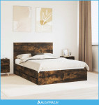 Krevetna konstrukcija s ladicama Dimljeni hrast 140 x 200 cm - NOVO