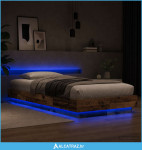 Krevetna konstrukcija s LED svjetlom Staro drvo 80 x 200 cm - NOVO