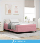 Krevetna konstrukcija Ostalo Roza i bijela 140 x 190 cm Baršun - NOVO