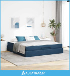 Krevetna konstrukcija s pohranom Plava 180 x 200 cm tkanina - NOVO