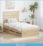 Krevetna konstrukcija Sonoma hrast 90 x 200 cm Inženjersko Drvo - NOVO