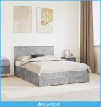 Krevetna konstrukcija s uzglavljem Betonski sivi 140 x 200 cm - NOVO