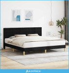 Krevetna konstrukcija s uzglavljem Crna 200 x 200 cm Tkanina - NOVO