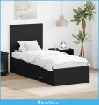 Krevetna konstrukcija s uzglavljem Crna i srebrna 70 x 190 cm - NOVO