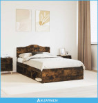 Krevetna konstrukcija s uzglavljem Dimljeni hrast 120 x 190 cm - NOVO