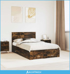 Krevetna konstrukcija s uzglavljem Dimljeni hrast 120 x 190 cm - NOVO