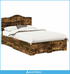 Krevetna konstrukcija s uzglavljem Dimljeni hrast 120 x 200 cm - NOVO