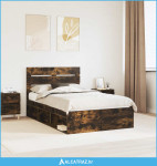 Krevetna konstrukcija s uzglavljem Dimljeni hrast 135 x 190 cm - NOVO