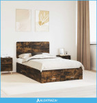 Krevetna konstrukcija s uzglavljem Dimljeni hrast 135 x 190 cm - NOVO