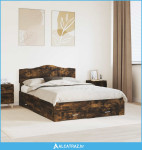 Krevetna konstrukcija s uzglavljem Dimljeni hrast 150 x 200 cm - NOVO