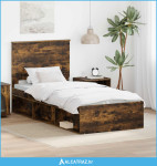 Krevetna konstrukcija s uzglavljem Dimljeni hrast 90 x 190 cm - NOVO