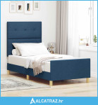 Krevetna konstrukcija s uzglavljem Plava 100 x 200 cm tkanina - NOVO