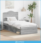 Krevetna konstrukcija s uzglavljem Siva Sonoma 100 x 200 cm - NOVO