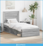Krevetna konstrukcija s uzglavljem Siva Sonoma 100 x 200 cm - NOVO