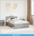 Krevetna konstrukcija s uzglavljem Siva Sonoma 120 x 200 cm - NOVO