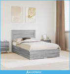 Krevetna konstrukcija s uzglavljem Siva Sonoma 120 x 200 cm - NOVO