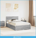 Krevetna konstrukcija s uzglavljem Siva Sonoma 120 x 200 cm - NOVO