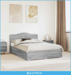 Krevetna konstrukcija s uzglavljem Siva Sonoma 140 x 190 cm - NOVO