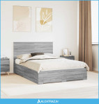 Krevetna konstrukcija s uzglavljem Siva Sonoma 160 x 200 cm - NOVO