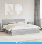 Krevetna konstrukcija s uzglavljem Siva Sonoma 200 x 200 cm - NOVO