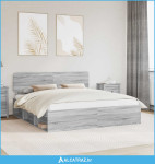 Krevetna konstrukcija s uzglavljem Siva Sonoma 200 x 200 cm - NOVO