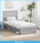 Krevetna konstrukcija s uzglavljem Siva Sonoma 75 x 190 cm - NOVO