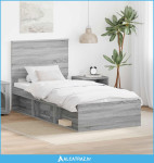 Krevetna konstrukcija s uzglavljem Siva Sonoma 90 x 190 cm - NOVO