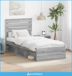 Krevetna konstrukcija s uzglavljem Siva Sonoma 90 x 200 cm - NOVO