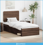 Krevetna konstrukcija s uzglavljem Smeđi hrast 100 x 200 cm - NOVO