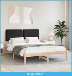 Krevetni okvir s tapiciranim uzglavljem Crna 140 x 190 cm - NOVO