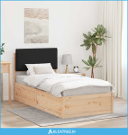 Krevetni okvir s tapiciranim uzglavljem Crna 75 x 190 cm - NOVO