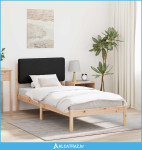 Krevetni okvir s tapiciranim uzglavljem Crna 90 x 190 cm - NOVO