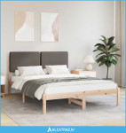 Krevetni okvir s tapiciranim uzglavljem Sivo-smeđa 160 x 200 cm - NOVO